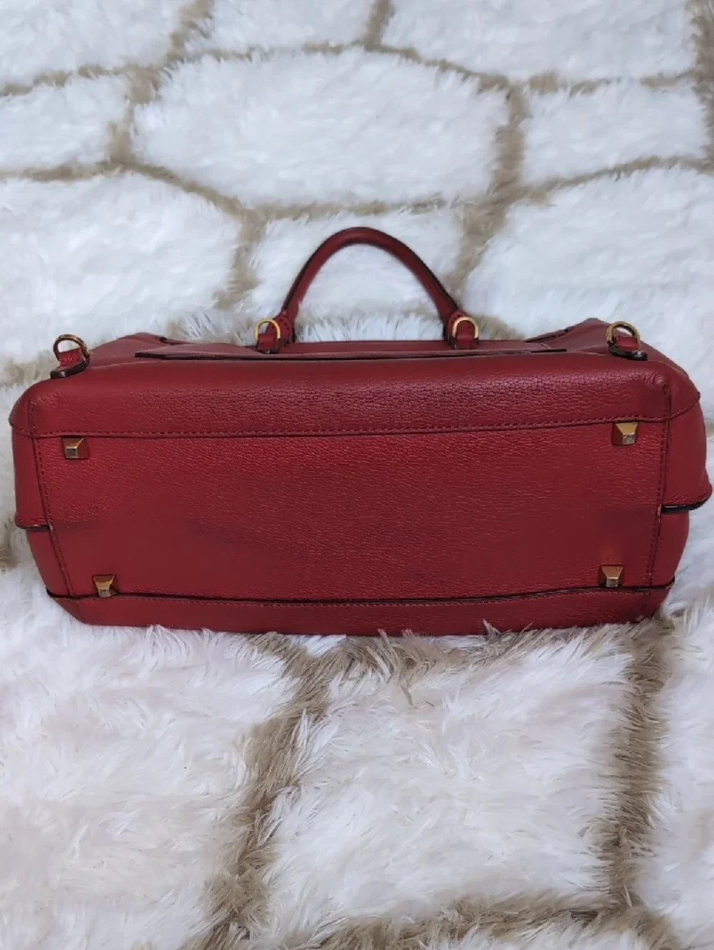 MCM Authentic Red Leather Fontanellas Park Ave Milla Convertible Backpack